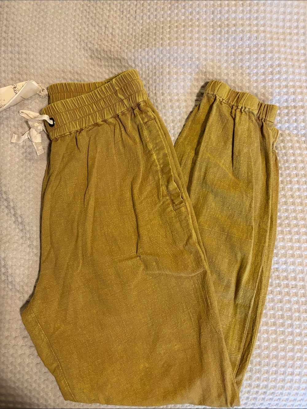 Hem & Thread Olive-Mustard Elastic Waist Jogger Pants